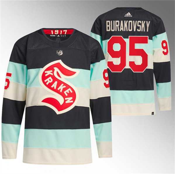 Men%27s Seattle Kraken #95 Andre Burakovsky Deep Sea Blue 2024 Winter Classic Primegreen Stitched Jersey Dzhi
